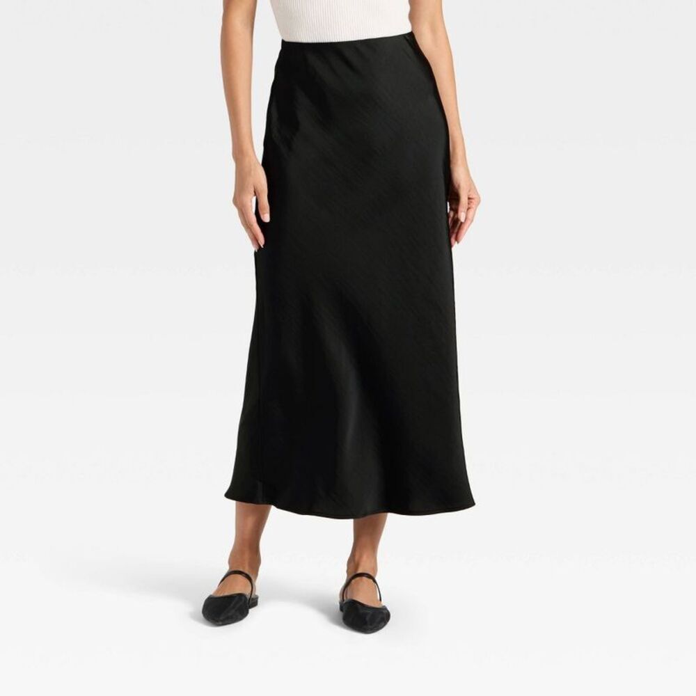 Women's Maxi Slip A-Line Skirt - A New Day Black XL